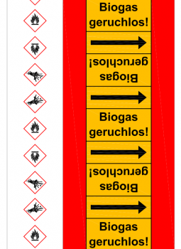 Rohrleitungskennzeichnung „Biogas geruchlos“ (Meterware)