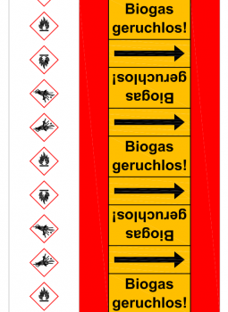 Rohrleitugskennzeichnung "Biogas geruchlos"