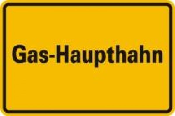 Warnschild "Gashaupthahn" gelb/schwarz