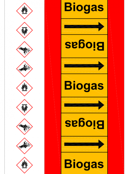 Rohrleitungskennzeichnung „Biogas“ (Meterware)