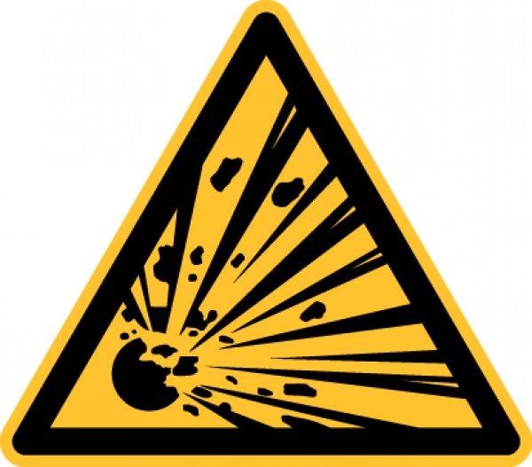 "Warnung vor explosionsgefährlichen Stoffen" - DIN EN ISO 7010, W002