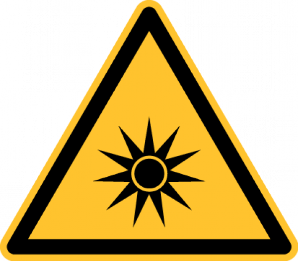 "Warnung vor optischer Strahlung" - DIN EN ISO 7010, W027
